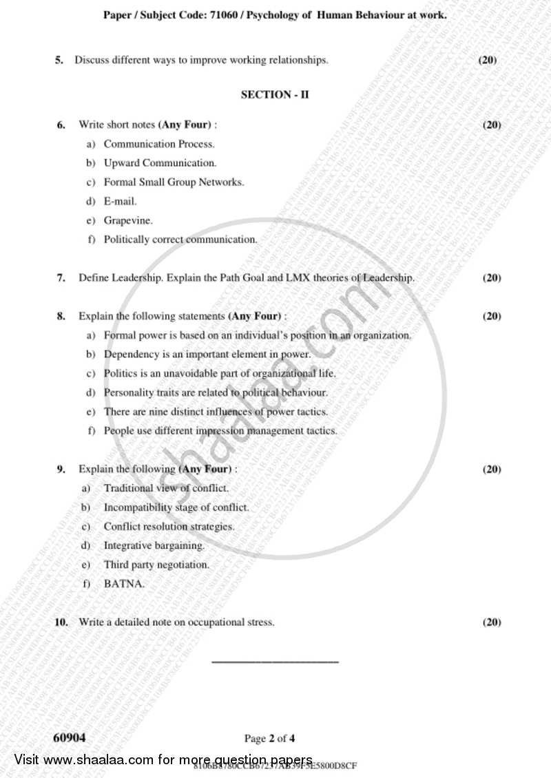 Psychology for Human Behaviour at Work 2018-2019 - B.Com. - 3rd Year (TYBcom) - University of Mumbai question paper with PDF download