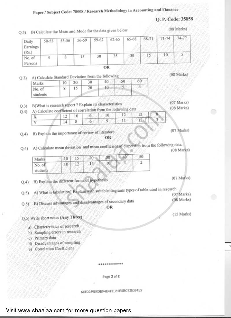 Research Methodology in Accounting and Finance 2018-2019 - B.Com. - Semester 4 (SYBAF) - University of Mumbai question paper with PDF download