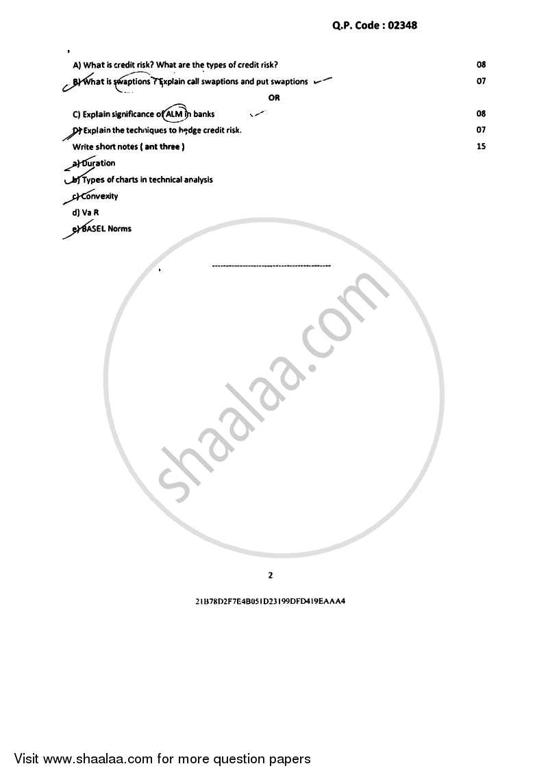 Risk Management 2016-2017 - B.Com. - Semester 6 (TYBFM) - University of Mumbai question paper with PDF download