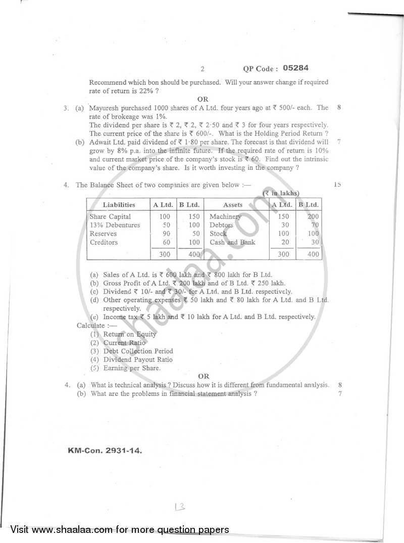 Security Analysis and Portfolio Management 2014-2015 - B.Com. - Semester 5 (TYBBI) - University of Mumbai question paper with PDF download