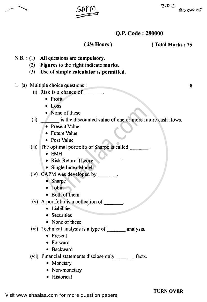 Security Analysis and Portfolio Management 2016-2017 - B.Com. - Semester 5 (TYBBI) - University of Mumbai question paper with PDF download