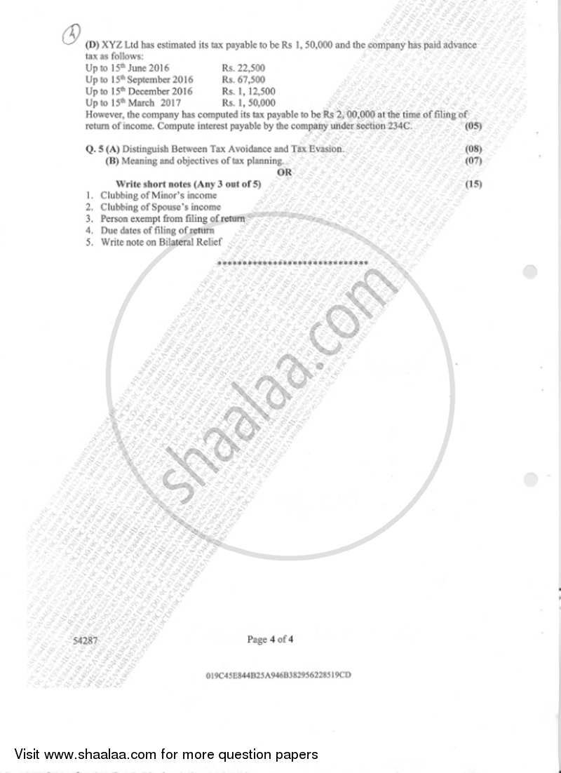 Taxation - 3 (Indirect Taxes- 3) 2018-2019 - B.Com. - Semester 4 (SYBAF) - University of Mumbai question paper with PDF download