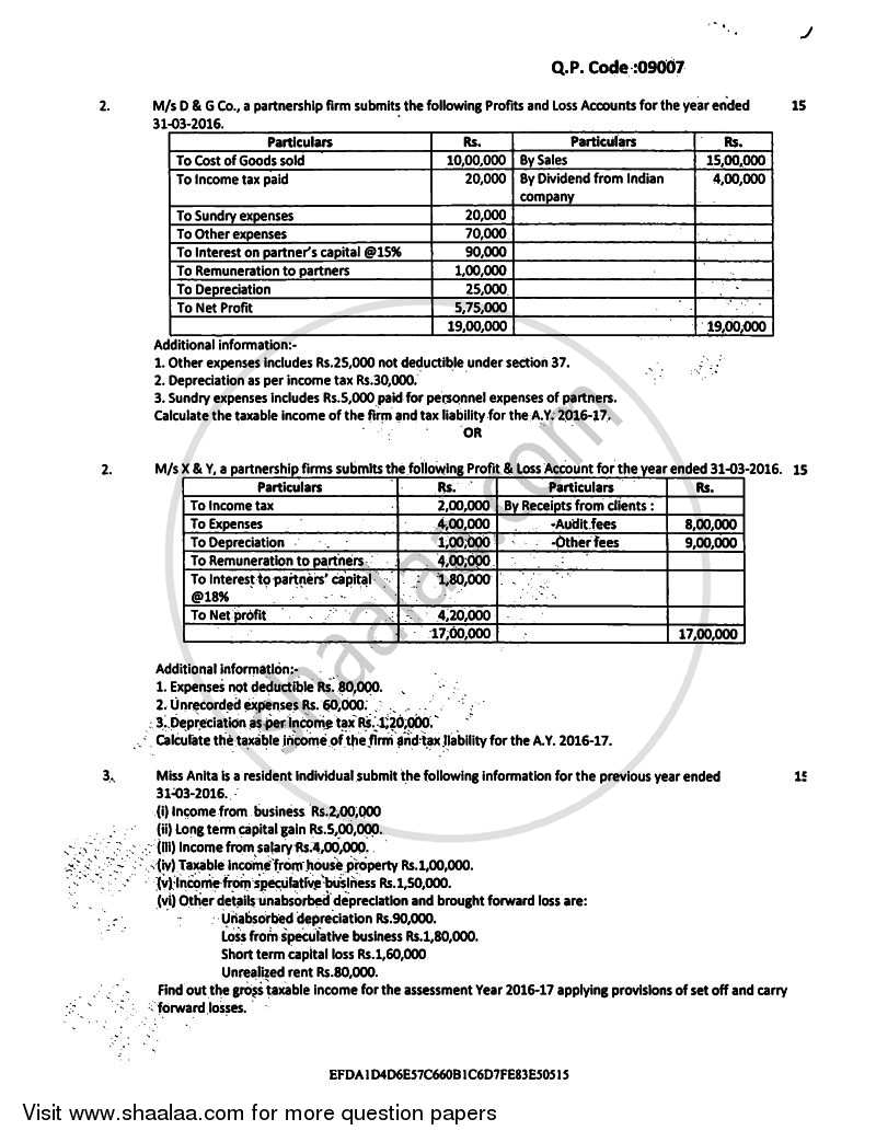 Taxation - 5 (Direct Taxes- 2) 2016-2017 - B.Com. - Semester 6 (TYBAF) - University of Mumbai question paper with PDF download