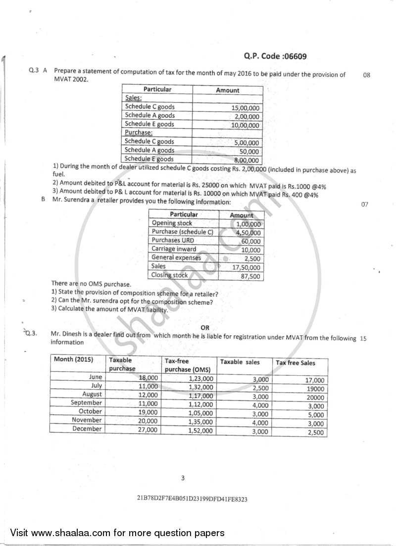 Taxation- Indirect Taxes 1 2016-2017 - B.Com. - Semester 2 (FYBAF) - University of Mumbai question paper with PDF download