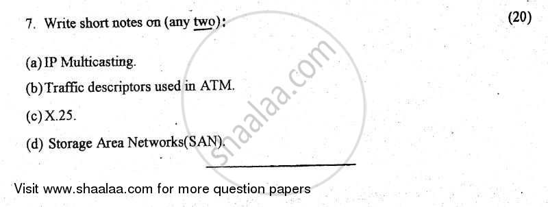 Advance Computer Network 2011-2012 - B.E. - Semester 6 (TE Third Year) - University of Mumbai question paper with PDF download