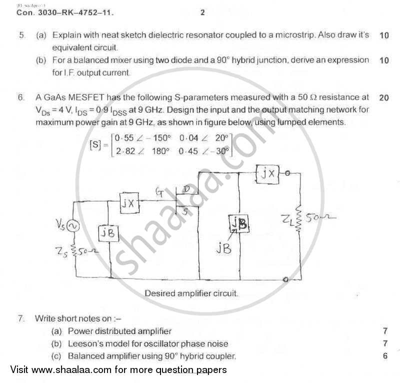 Advance Microwave Engineering 2010-2011 - B.E. - Semester 8 (BE Fourth Year) - University of Mumbai question paper with PDF download