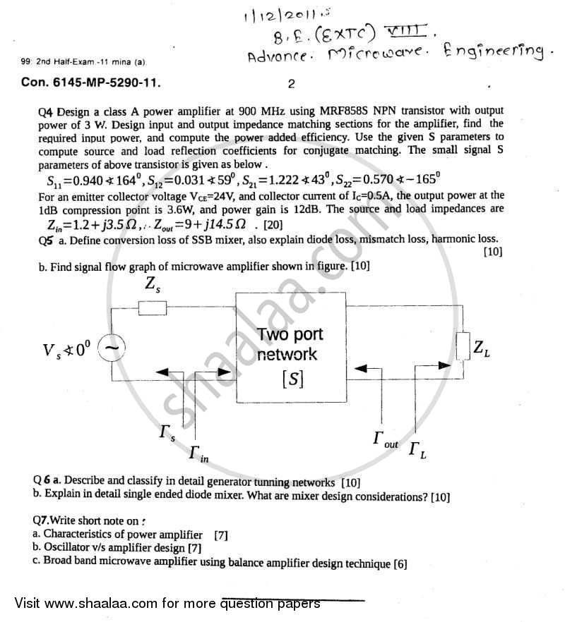 Advance Microwave Engineering 2011-2012 - B.E. - Semester 8 (BE Fourth Year) - University of Mumbai question paper with PDF download