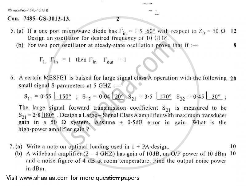 Advance Microwave Engineering 2012-2013 - B.E. - Semester 8 (BE Fourth Year) - University of Mumbai question paper with PDF download