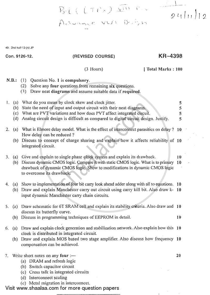 Advance Vlsi Design 2012-2013 - B.E. - Semester 8 (BE Fourth Year) - University of Mumbai question paper with PDF download