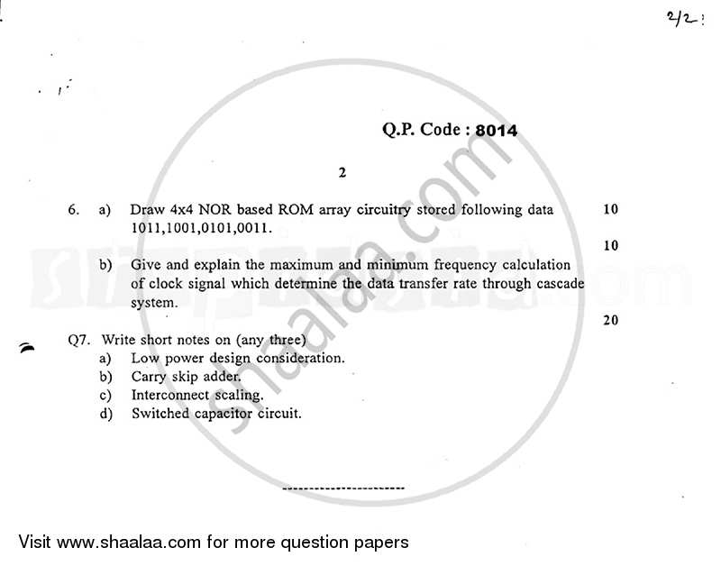 Advance Vlsi Design 2014-2015 - B.E. - Semester 8 (BE Fourth Year) - University of Mumbai question paper with PDF download