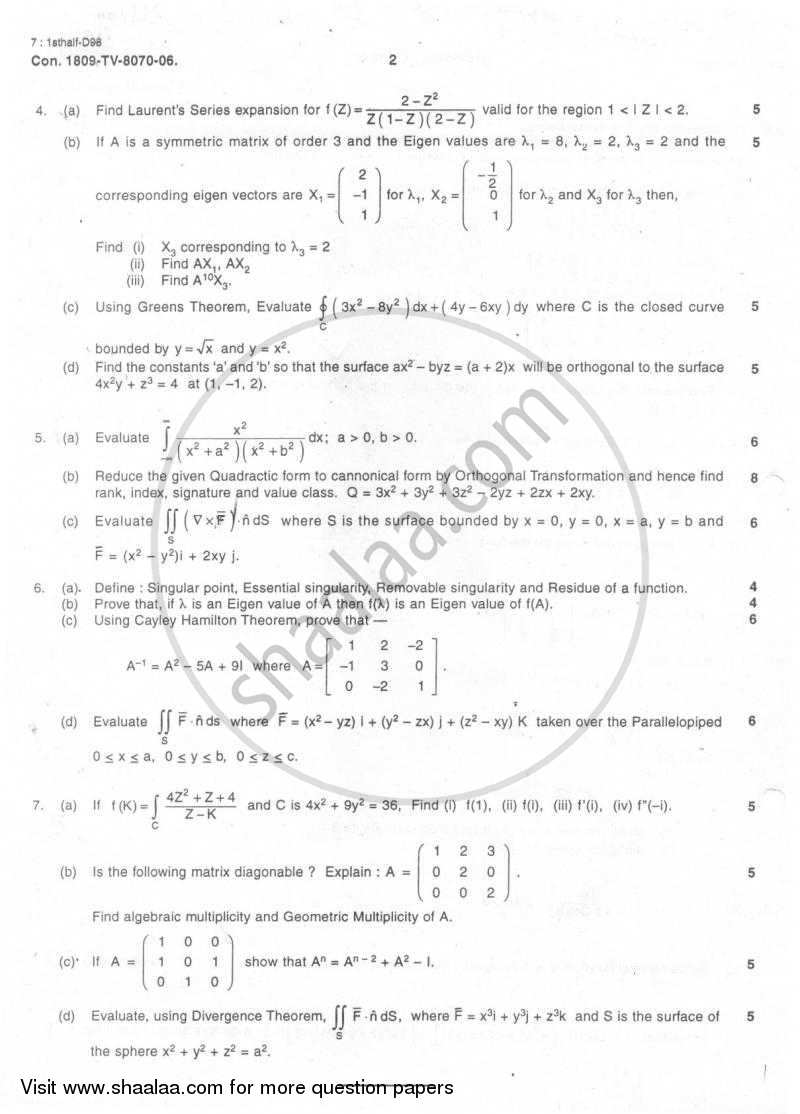 Advanced Engineering Mathematics 2005-2006 - B.E. - Semester 4 (SE Second Year) - University of Mumbai question paper with PDF download