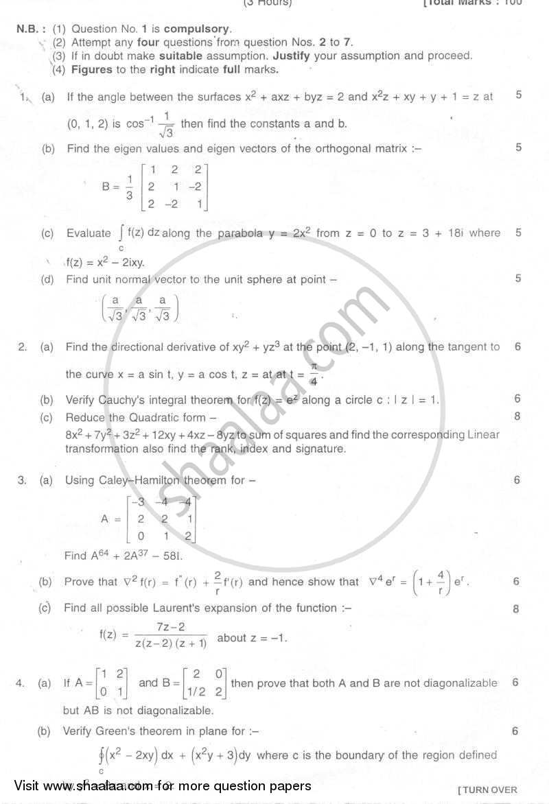 Advanced Engineering Mathematics 2007-2008 - B.E. - Semester 4 (SE Second Year) - University of Mumbai question paper with PDF download