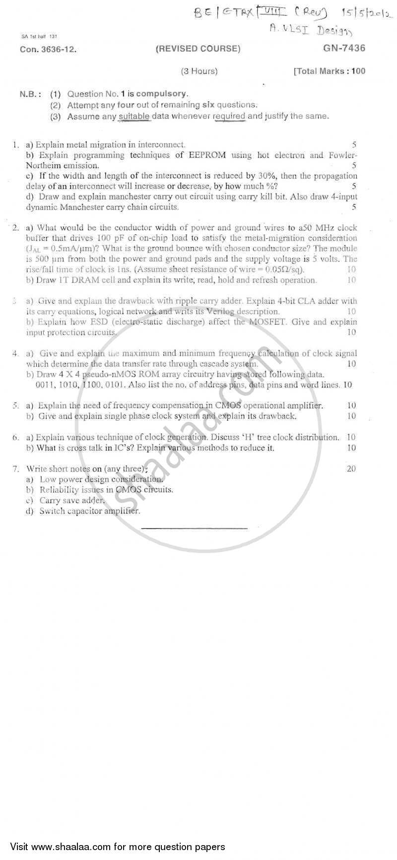 Advanced Networking Technologies 2011-2012 - B.E. - Semester 8 (BE Fourth Year) - University of Mumbai question paper with PDF download