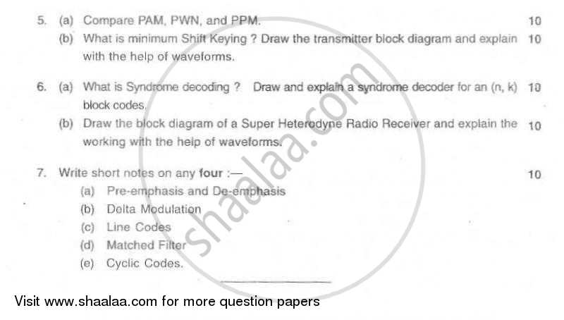 Analog and Digital Communication 2010-2011 - B.E. - Semester 4 (SE Second Year) - University of Mumbai question paper with PDF download