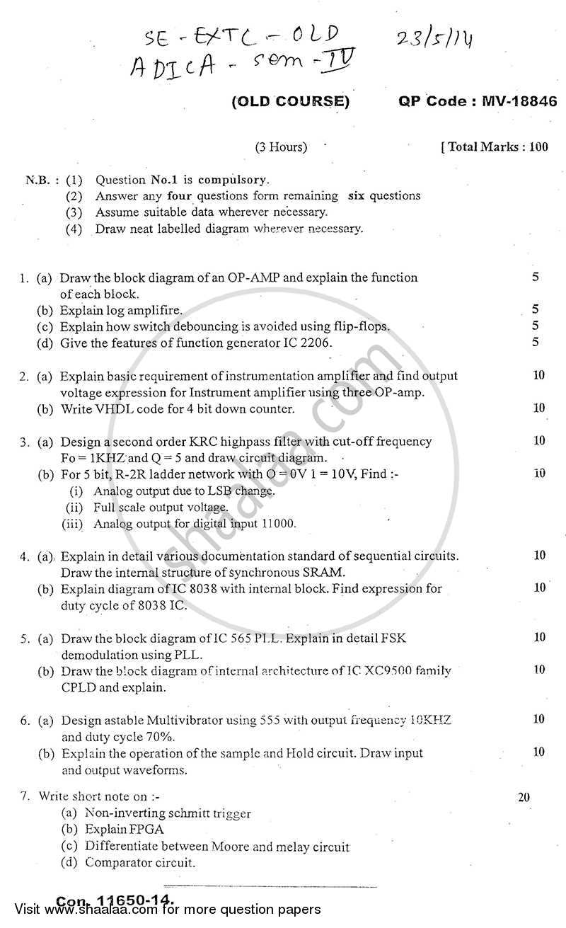 Analog and Digital Ic Design and Application 2014-2015 - B.E. - Semester 4 (SE Second Year) - University of Mumbai question paper with PDF download