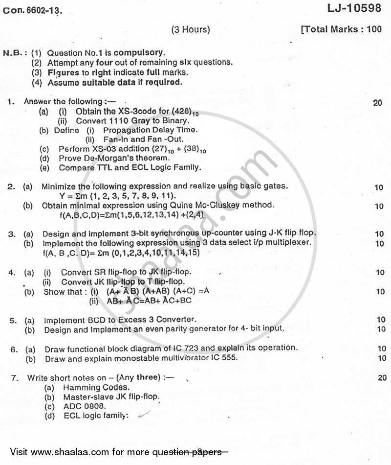 Analog and Digital Integrated Circuits 2013-2014 - B.E. - Semester 4 (SE Second Year) - University of Mumbai question paper with PDF download