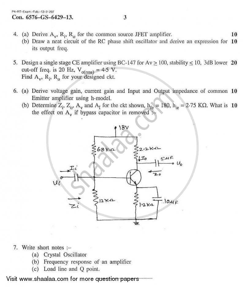 Analog Electronics 1 2012-2013 - B.E. - Semester 3 (SE Second Year) - University of Mumbai question paper with PDF download