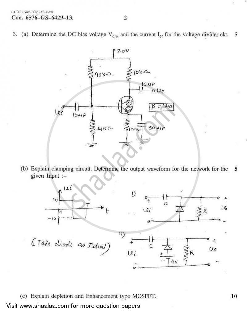 Analog Electronics 1 2012-2013 - B.E. - Semester 3 (SE Second Year) - University of Mumbai question paper with PDF download
