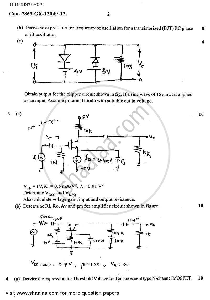 Analog Electronics 1 2013-2014 - B.E. - Semester 3 (SE Second Year) - University of Mumbai question paper with PDF download