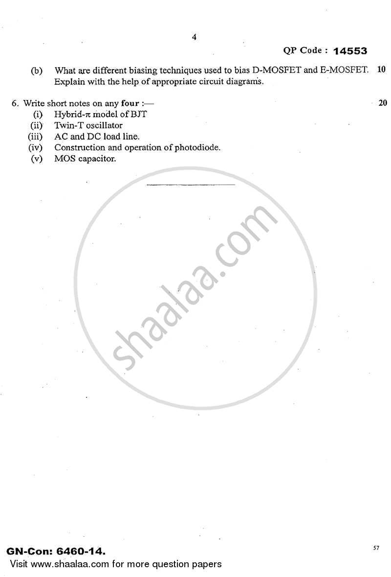Analog Electronics 1 2014-2015 - B.E. - Semester 3 (SE Second Year) - University of Mumbai question paper with PDF download