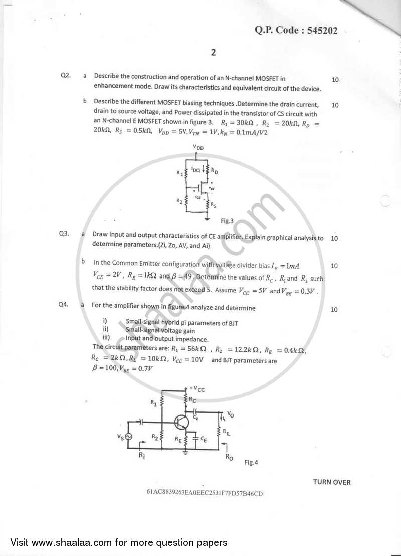 Analog Electronics 1 2016-2017 - B.E. - Semester 3 (SE Second Year) - University of Mumbai question paper with PDF download