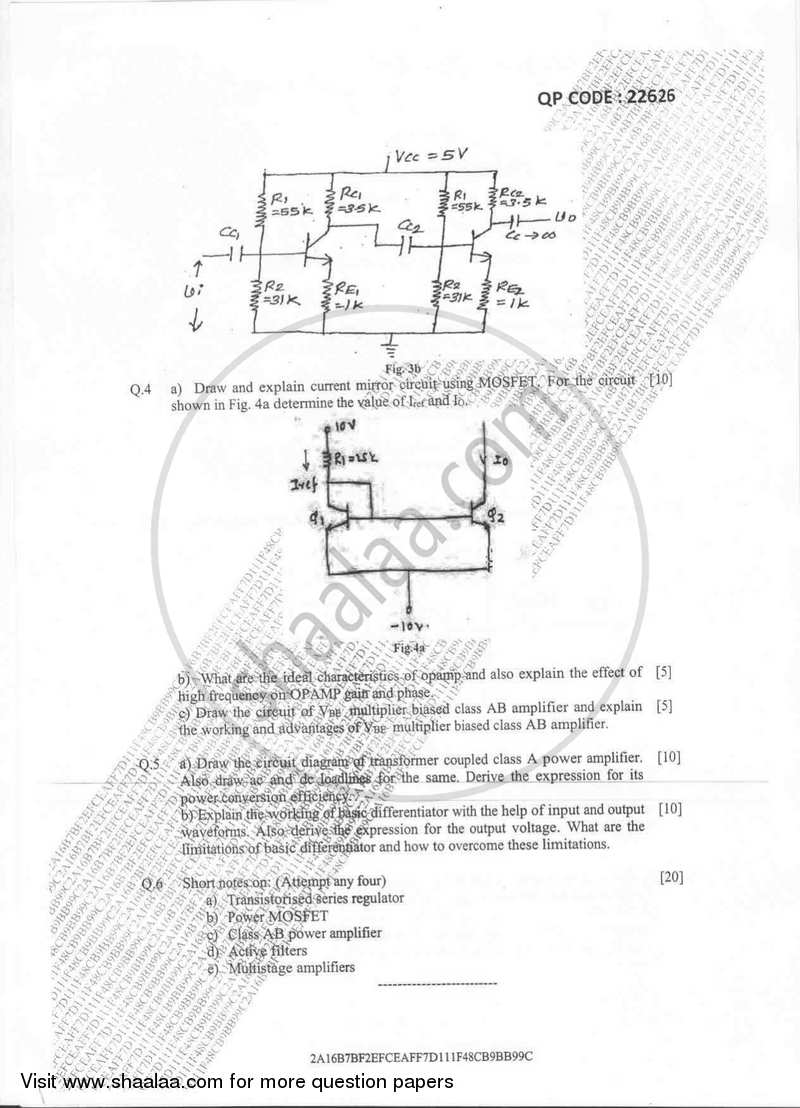 Analog Electronics -2 2017-2018 - B.E. - Semester 4 (SE Second Year) - University of Mumbai question paper with PDF download