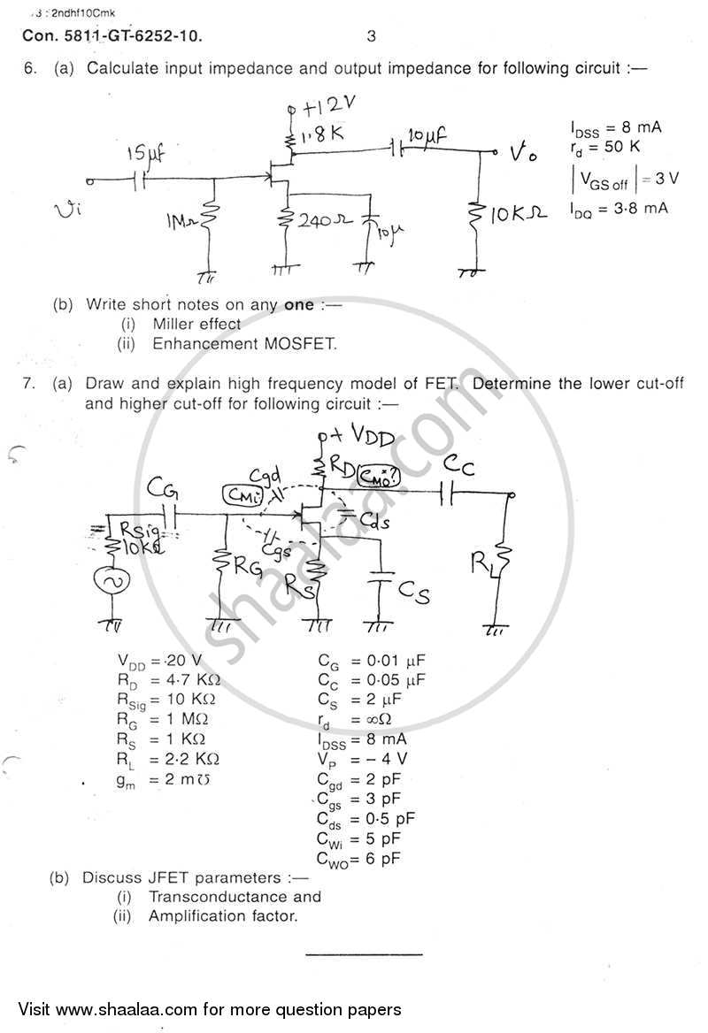 Analog Electronics 2010-2011 - B.E. - Semester 3 (SE Second Year) - University of Mumbai question paper with PDF download