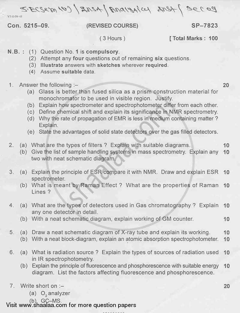 Analytical Instrumentation 2009-2010 - B.E. - Semester 4 (SE Second Year) - University of Mumbai question paper with PDF download