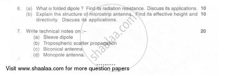 Antenna and Wave Propagation 2008-2009 - B.E. - Semester 6 (TE Third Year) - University of Mumbai question paper with PDF download