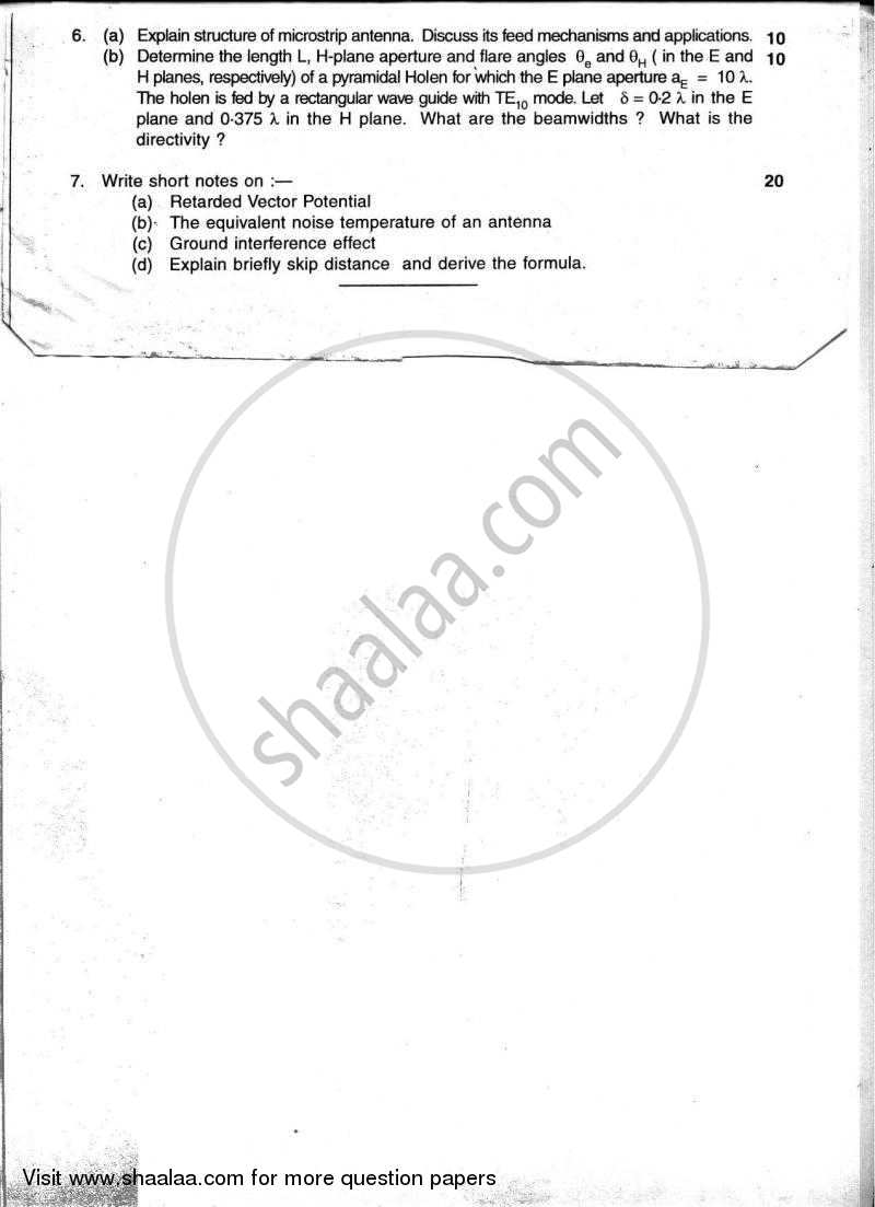 Antenna and Wave Propagation 2009-2010 - B.E. - Semester 6 (TE Third Year) - University of Mumbai question paper with PDF download
