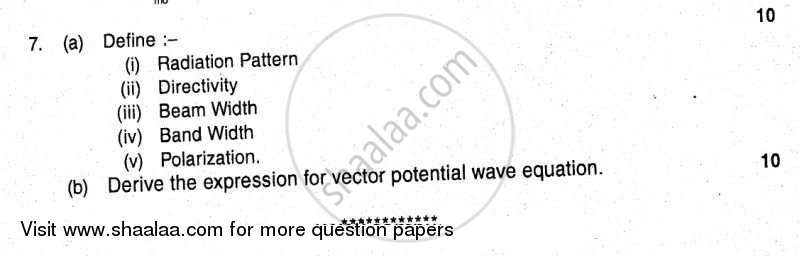 Antenna and Wave Propagation 2011-2012 - B.E. - Semester 6 (TE Third Year) - University of Mumbai question paper with PDF download
