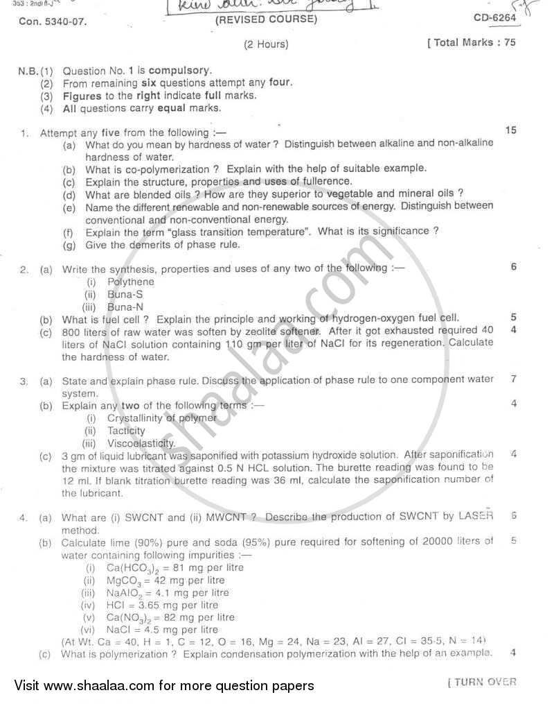 Applied Chemistry 1 2007-2008 - B.E. - Semester 1 (FE First Year) - University of Mumbai question paper with PDF download