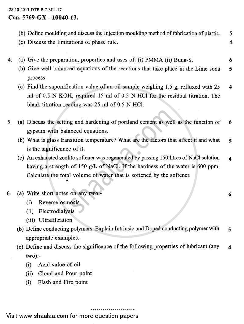 Applied Chemistry 1 2013-2014 - B.E. - Semester 1 (FE First Year) - University of Mumbai question paper with PDF download