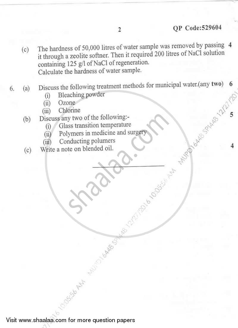Applied Chemistry 1 2016-2017 - B.E. - Semester 1 (FE First Year) - University of Mumbai question paper with PDF download