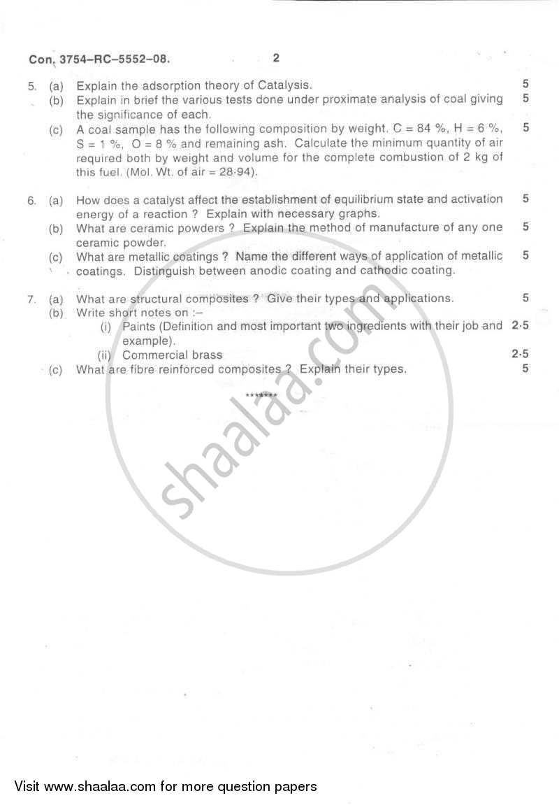 Applied Chemistry 2 2008-2009 - B.E. - Semester 2 (FE First Year) - University of Mumbai question paper with PDF download