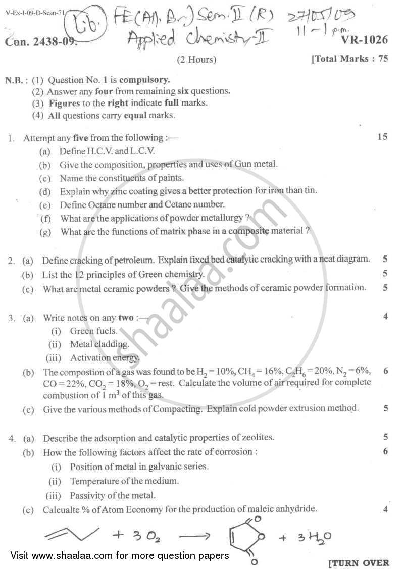 Applied Chemistry 2 2008-2009 - B.E. - Semester 2 (FE First Year) - University of Mumbai question paper with PDF download
