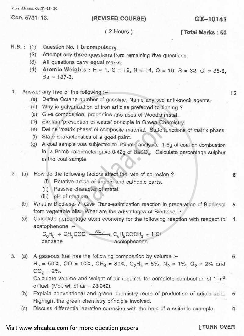 Applied Chemistry 2 2013-2014 - B.E. - Semester 2 (FE First Year) - University of Mumbai question paper with PDF download