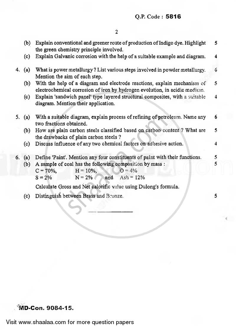 Applied Chemistry 2 2015-2016 - B.E. - Semester 2 (FE First Year) - University of Mumbai question paper with PDF download
