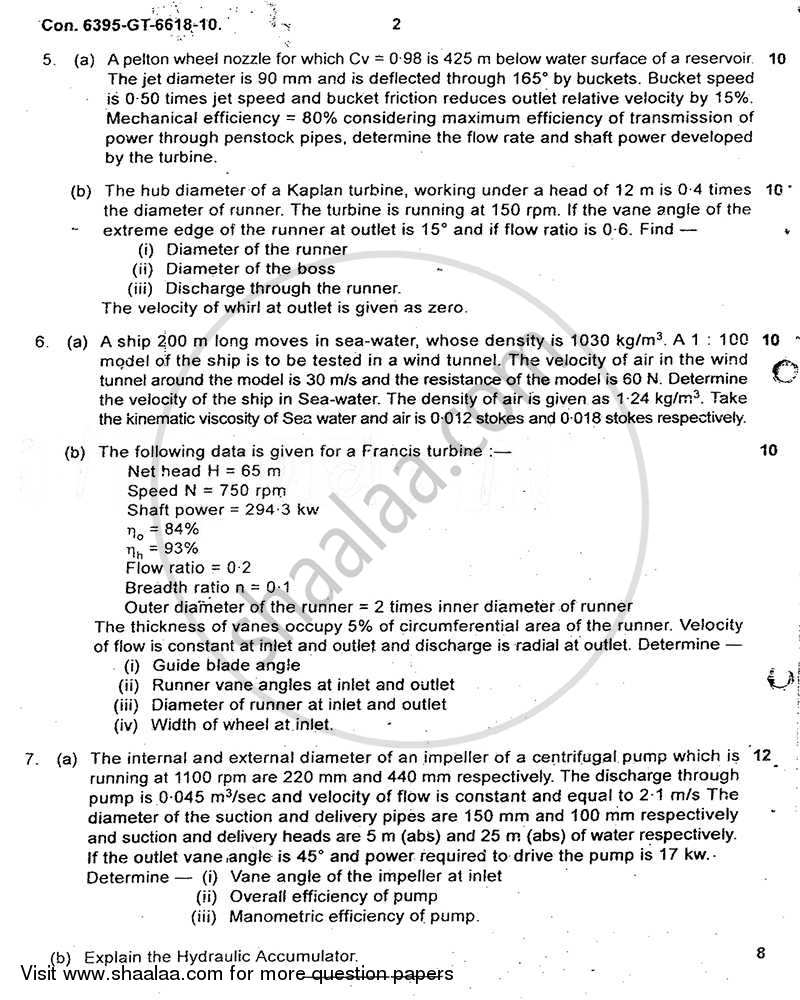Applied Hydraulics 1 2010-2011 - B.E. - Semester 5 (TE Third Year) - University of Mumbai question paper with PDF download