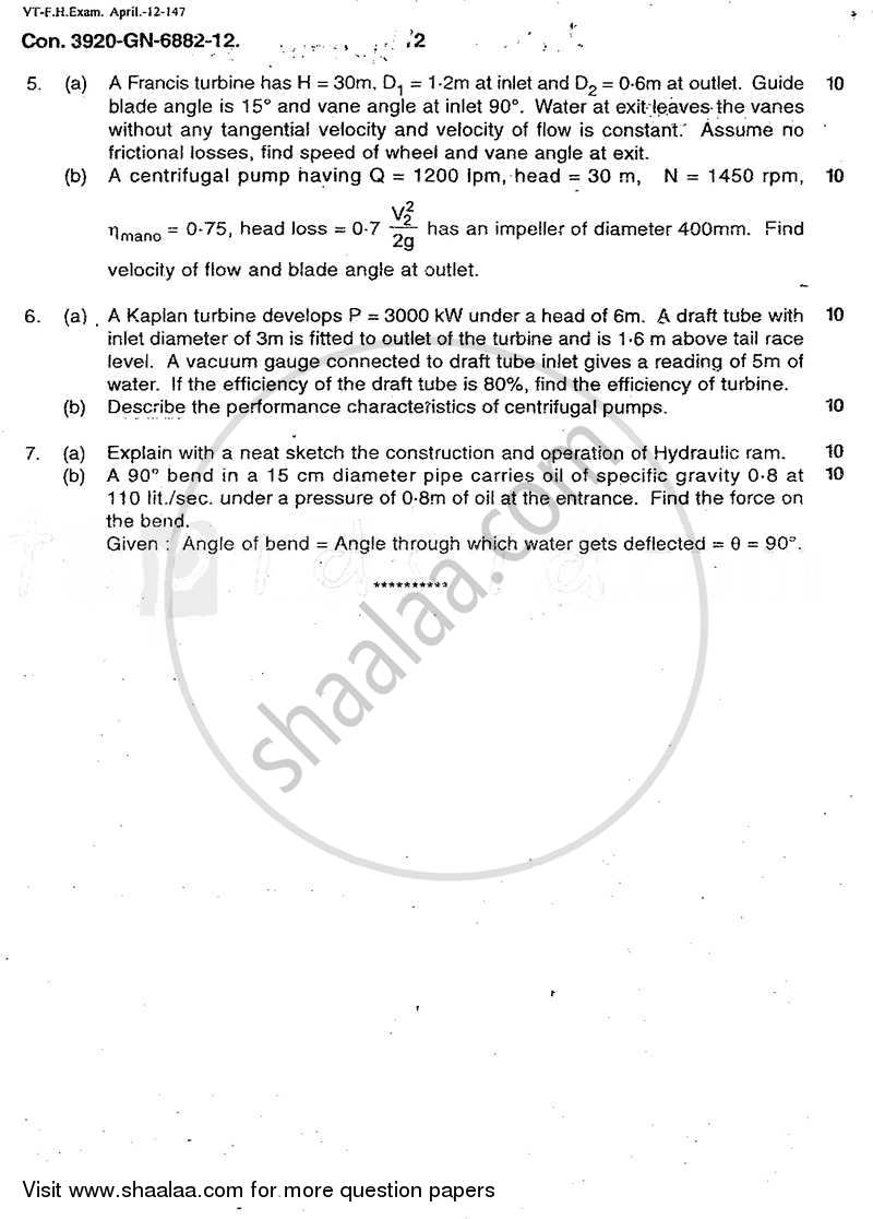 Applied Hydraulics 1 2011-2012 - B.E. - Semester 5 (TE Third Year) - University of Mumbai question paper with PDF download