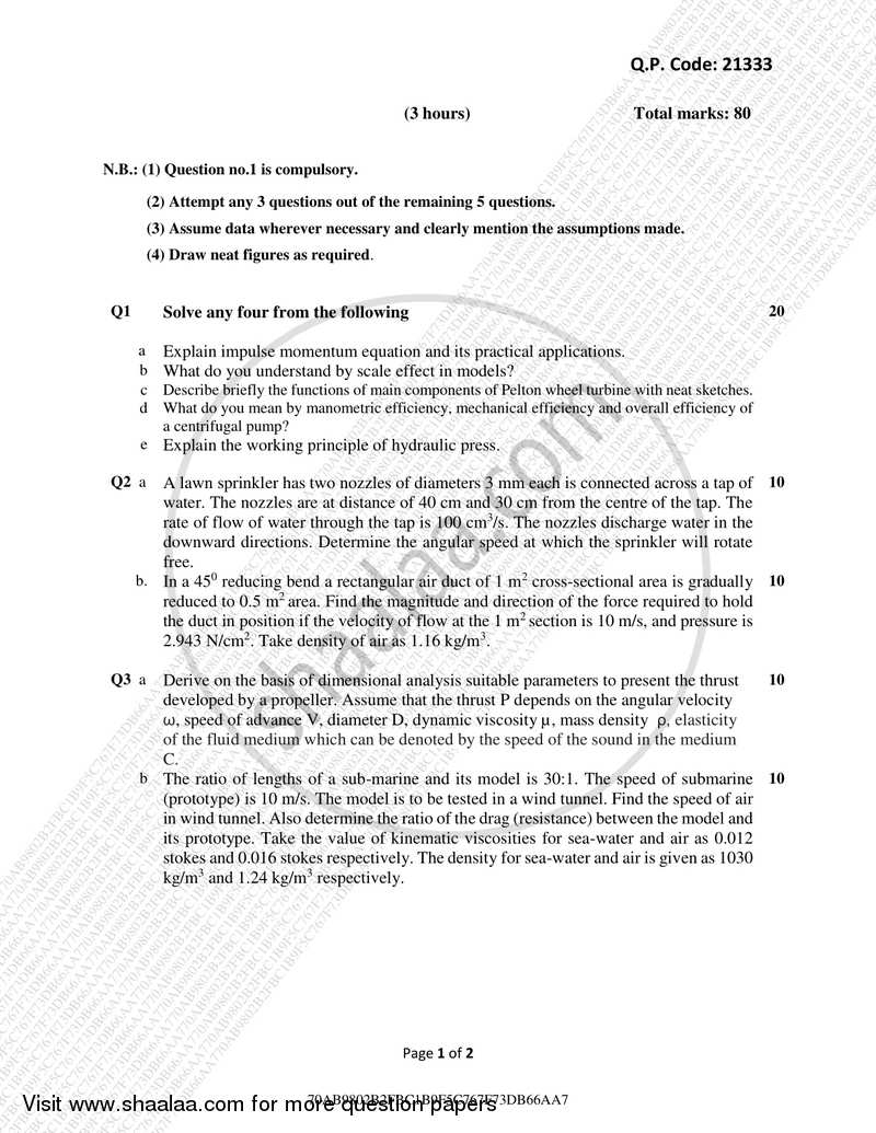 Applied Hydraulics 1 2017-2018 - B.E. - Semester 5 (TE Third Year) - University of Mumbai question paper with PDF download