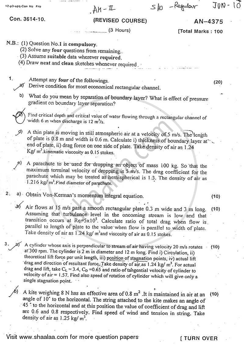 Applied Hydraulics 2 2009-2010 - B.E. - Semester 6 (TE Third Year) - University of Mumbai question paper with PDF download