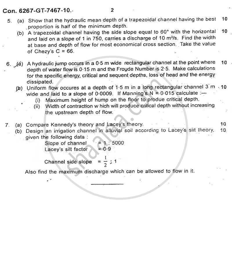 Applied Hydraulics 2 2010-2011 - B.E. - Semester 6 (TE Third Year) - University of Mumbai question paper with PDF download