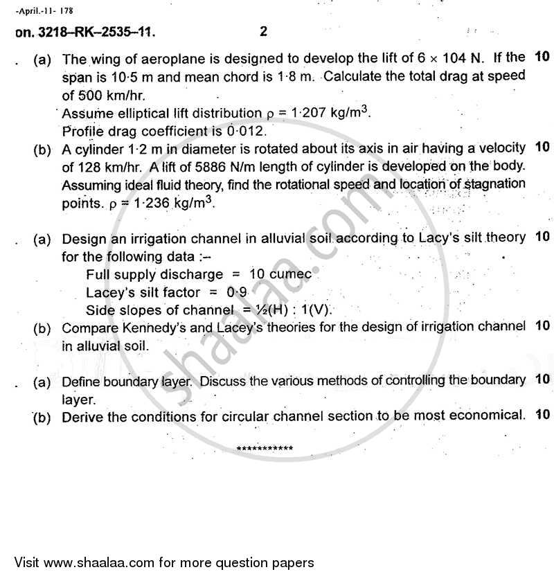 Applied Hydraulics 2 2010-2011 - B.E. - Semester 6 (TE Third Year) - University of Mumbai question paper with PDF download