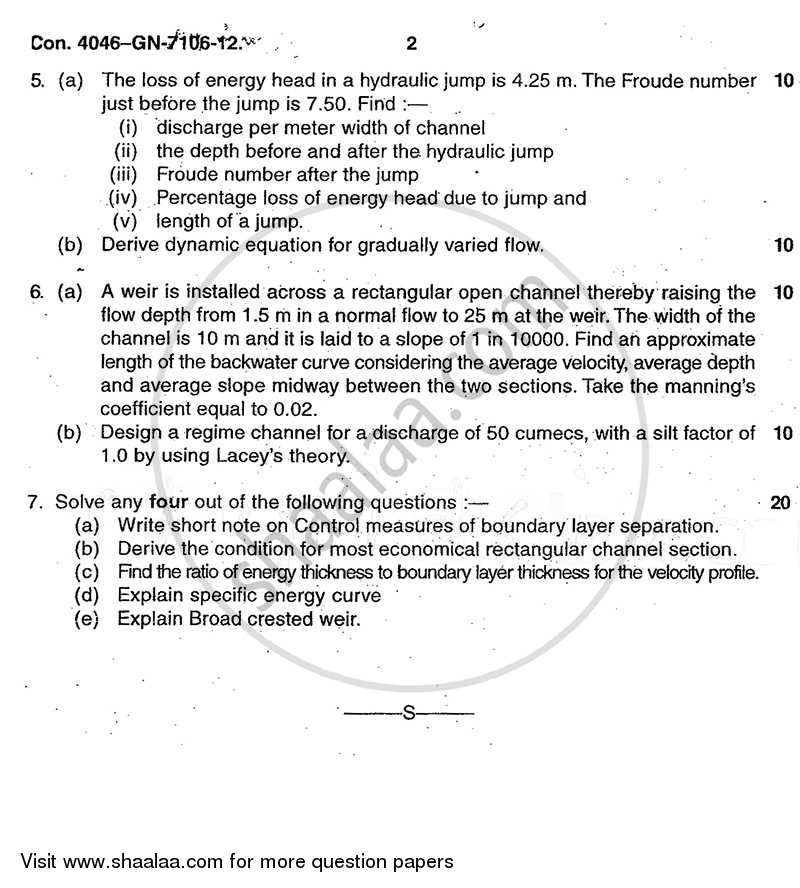Applied Hydraulics 2 2011-2012 - B.E. - Semester 6 (TE Third Year) - University of Mumbai question paper with PDF download