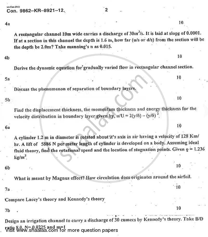 Applied Hydraulics 2 2012-2013 - B.E. - Semester 6 (TE Third Year) - University of Mumbai question paper with PDF download