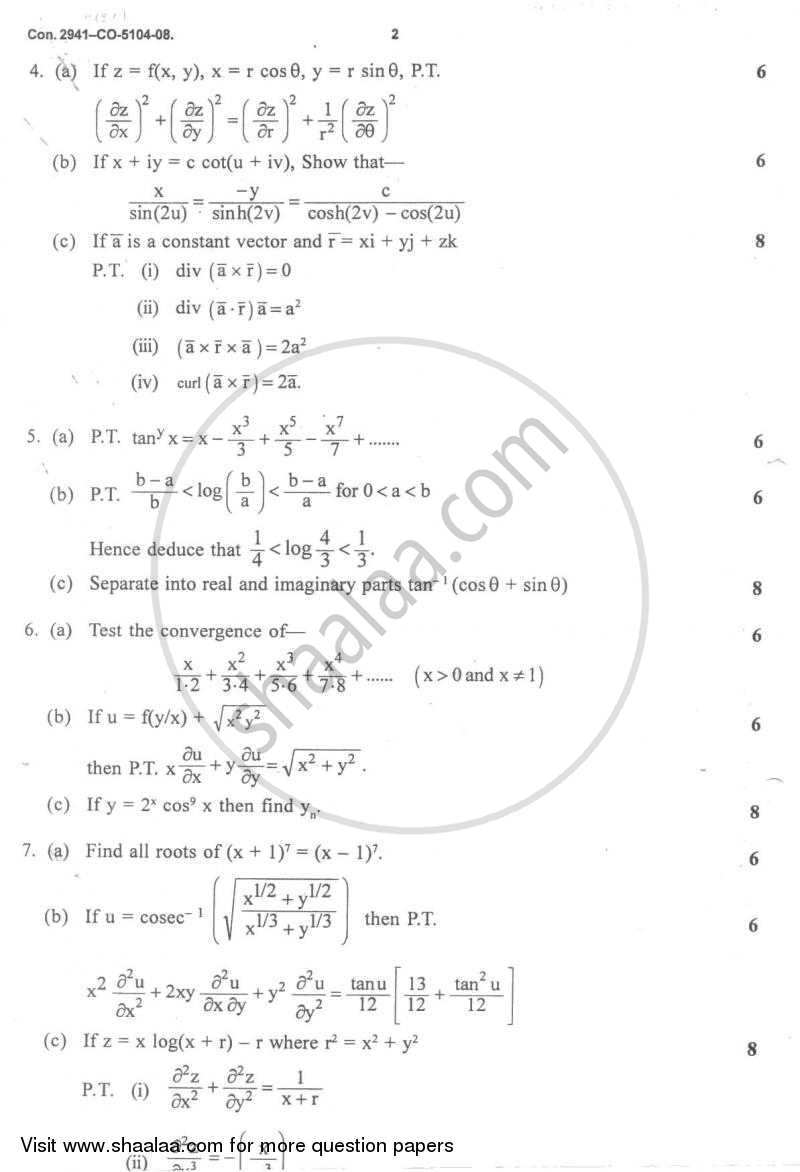 Applied Mathematics 1 2007-2008 - B.E. - Semester 1 (FE First Year) - University of Mumbai question paper with PDF download