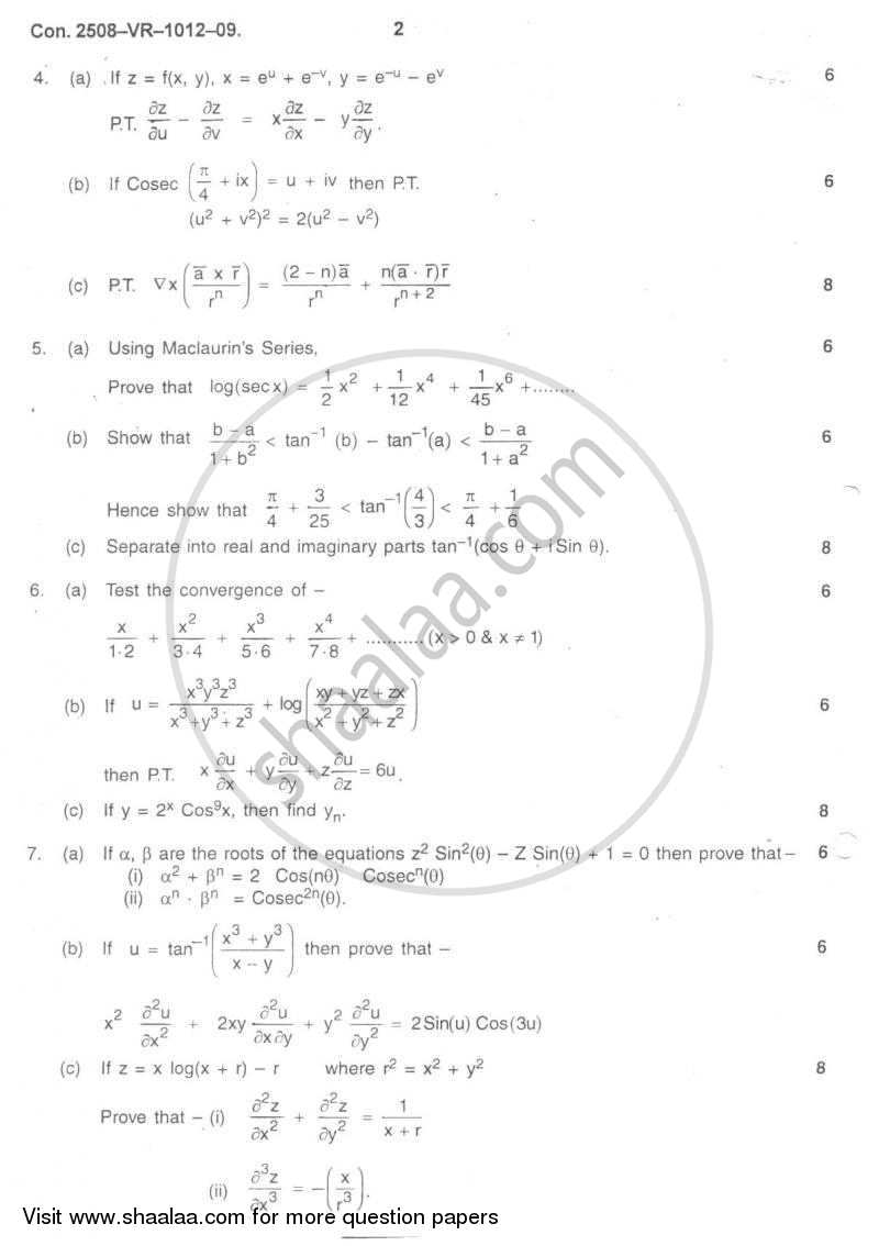 Applied Mathematics 1 2008-2009 - B.E. - Semester 1 (FE First Year) - University of Mumbai question paper with PDF download
