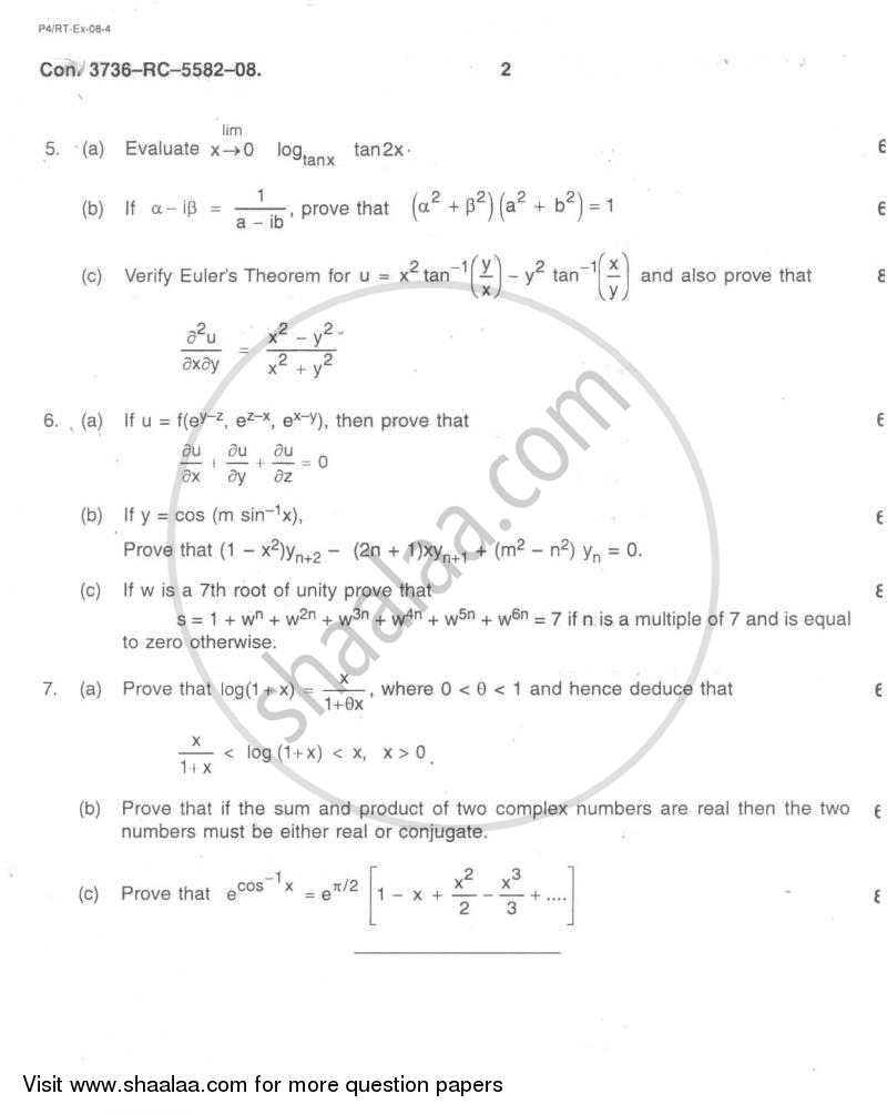 Applied Mathematics 1 2008-2009 - B.E. - Semester 1 (FE First Year) - University of Mumbai question paper with PDF download