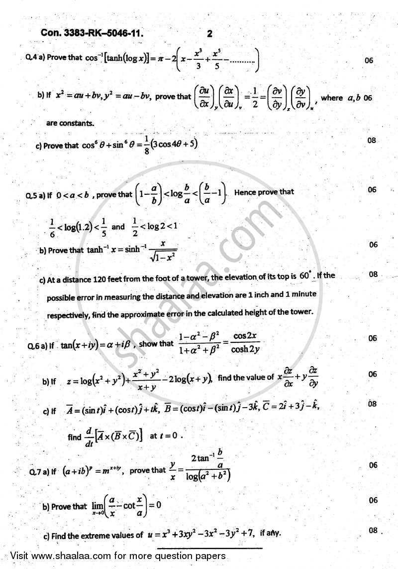 Applied Mathematics 1 2010-2011 - B.E. - Semester 1 (FE First Year) - University of Mumbai question paper with PDF download